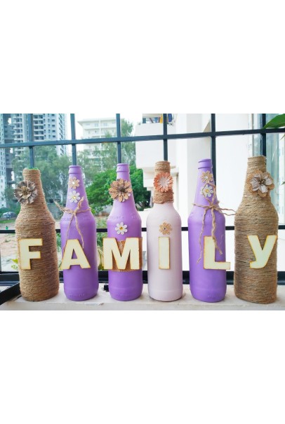 Family Named Bottles set of 6 | Home decor Glass bottles set